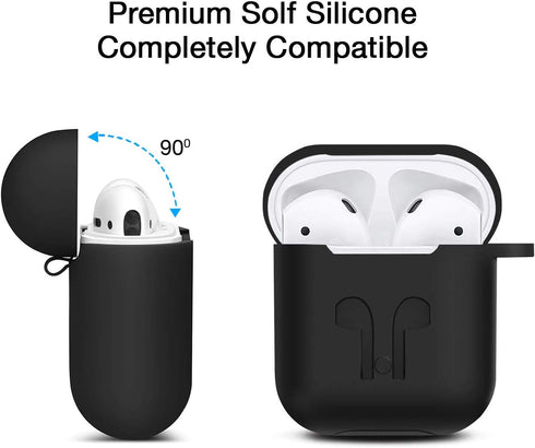 Airpod 2019 Protective Case, Precision Size, 3mm Skin, 360 Protection, Metal Keychain Hook/Clip, for Airpods 1 & Airpods 2...