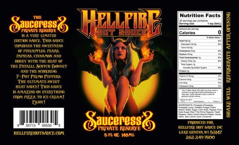 Hellfire Hot Sauce The Sauceress's Private Reserve...