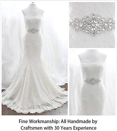 ShiDianYi Elegant Sash/Wedding Applique - Rhinestones Hot Fix or Sew On Belt Sash for Dress...
