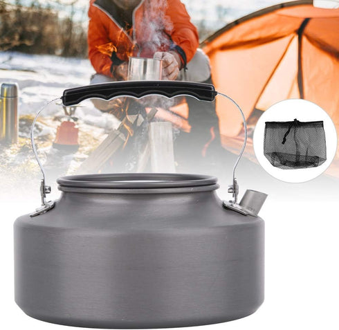 Camping Tea Kettle Teapot Outdoor Camping Kettle 1.1L,Portable Coffee Pot Teapot Picnic Set Wood Stove Steamer for Hiking (grey)...