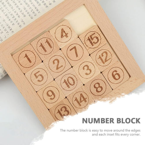 Toddmomy Brain Teasers Toy Wooden Number Slide Puzzle 15 Number Puzzle Slide Game Brain Teaser Sliding Puzzle Math Educational Toys for Kids Boys ...