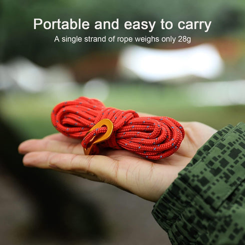 8 Pack 4mm Guy Lines Ultralight Tent Cords with Aluminum Adjuster Tensioner Outdoor Camping Guylines Ropes for Tent Tarp,Climbing,Hiking Backpacki...