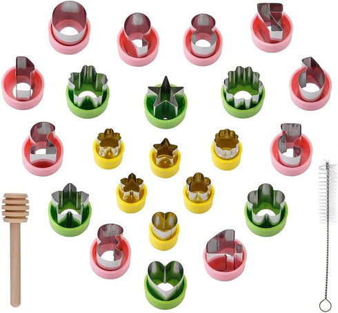 Stainless Steel Fruit Vegetable Cookie Cutters Set for Cute Fun Food, Big and Small Animal Shapes for Boys and Girls (23Pcs-Fruit Cutters)...
