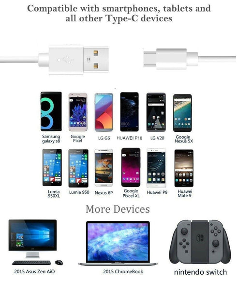 USB 3.1 Type C Cable to USB A Charger Cable Compatible with T-Mobile TCL Revvl 4+/Revvl 4 Plus/Revvl Tab 5G/revvl 6 5g/Revvl 6X Pro 5G/ TCL 5062Z ...