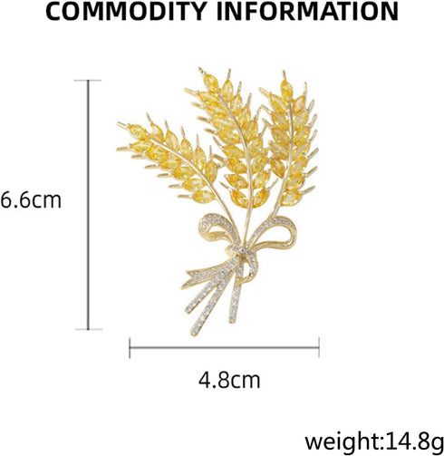 Yellow Wheat Brooch Gold Wheat Diamond Brooch Set Lapel Jacket Brooch Women Suit Lapel Brooch...