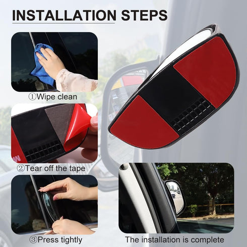 Car Auxiliary Blind Spot Mirror for B Pillar, Car Side View Mirror Adjustable for Rear Seat, Car Blind Spot Rearview Mirror Help Passengers Get Of...