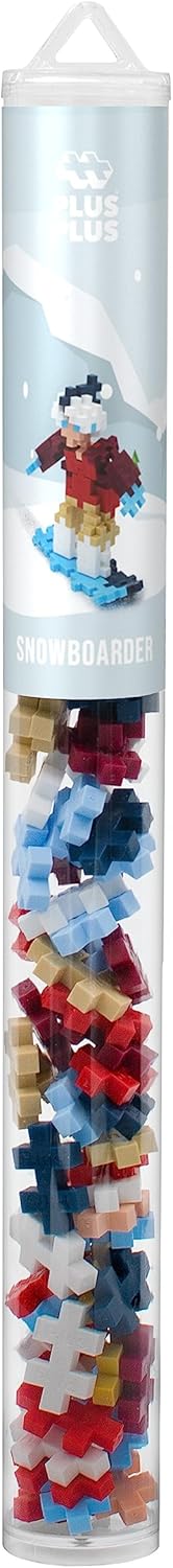 PLUS PLUS - Snowboarder - 70 Piece, Construction Building Stem/Steam Toy, Interlocking Puzzle Blocks for Kids, Mini Maker Tube...