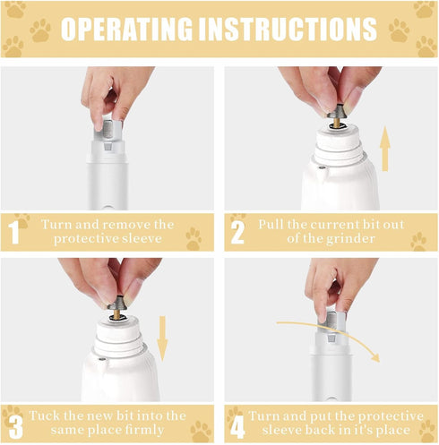 4 Pcs Dog Nail Grinder Replacement Heads Compatible with Casfuy, Professional Diamond Tips Drill Bit Pet Nail Spare Wheels Trimmers for Large Medi...
