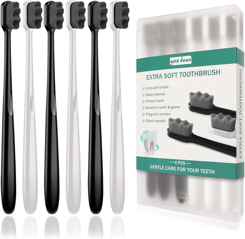 GoldDawn Extra Soft Toothbrush for Sensitive Teeth and Gums? Micro Fur Manual Toothbrush with 20000 Ultra Soft Bristle, Excellent Cleaning Effect?...