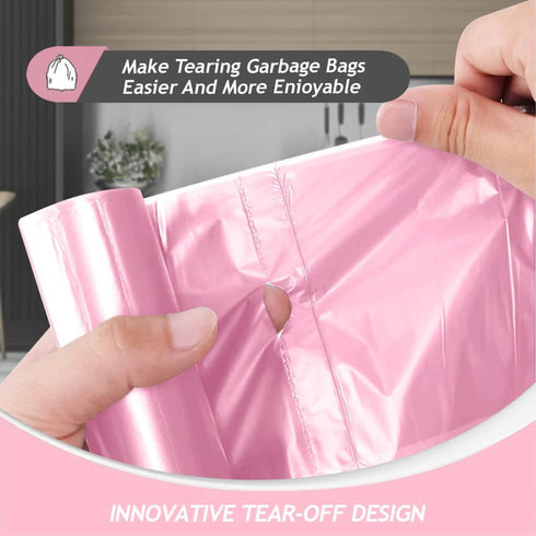 2 Gallon 80 Counts Strong Trash Bags Garbage Bags by Teivio, Bathroom Trash Can Bin Liners, Small Plastic Bags for home office kitchen, Pink...