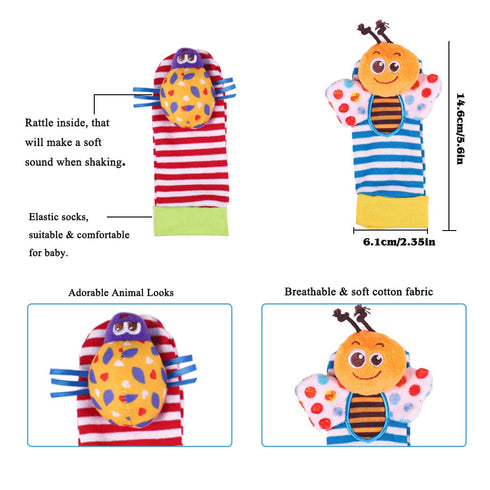 Baby Rattles Toys 0-3-6-12 Months, Wrist Rattles & Foot Rattle Socks Toy for Babies, Soft Newborn Toys for Infant Boy or Girl...