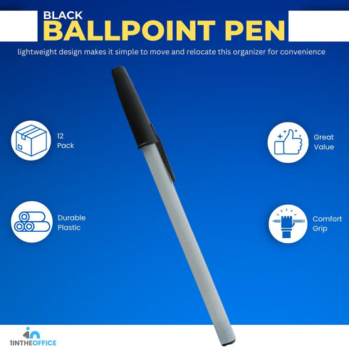 1InTheOffice Ballpoint Pens, Medium Point, Black Ink, 1.0mm, 12 Pack...