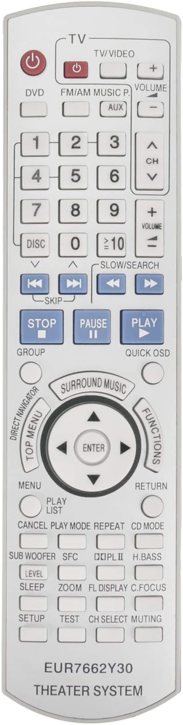 EUR7662Y30 Replacement Remote Control fit for Panasonic DVD Receiver Home Theater Stereo System SA-HT740 SA-HT743 SA-HT940 SA-HT744 SA-HT740P SC-H...