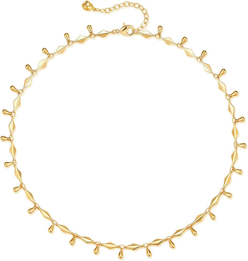 Valloey Rover Choker Necklace for Women 14k Gold Plated Dainty Rope Short Chain Necklace...