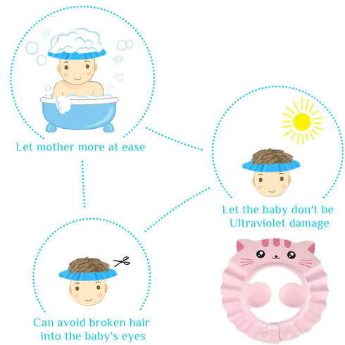 Baby Shower Cap Bath Visor Protection Adjustable Shower Bathing Cap Shield Safe Shower Shampoo Bathing Hair Washing Protector Visor Eye Ear Protec...