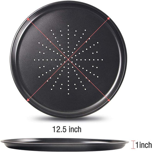 Webake Vented Pizza Pan 12 Inch with Holes Pizza Crisper Tray Non-stick Coating on Carbon Steel Round Pizza Plate for Oven, Perforated Baking Shee...