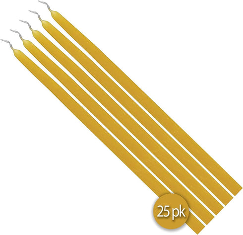 Hyoola Beeswax Taper Candles - 25 Pack - Handmade, All Natural, 100% Pure Scented Bee Wax Candle - Tall, Decorative, Golden Yellow - 9” Tall - Han...