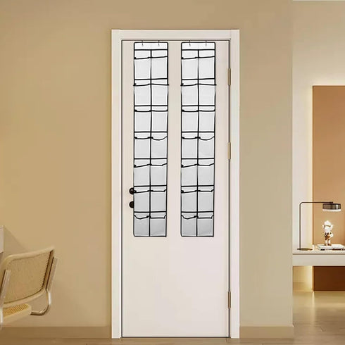 Over The Door Shoe Organizer, 14 Large Mesh Pockets Hanging Shoe Rack for Closet Organizers and Storage, White, 2-pack (white)...
