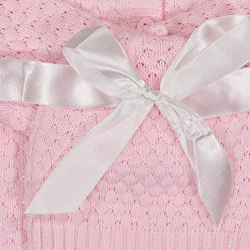 Baby Dove Newborn Tiny Popcorn Knit Cardigan & Beanie Gift Set-A Perfect Baby Sweater & Hat Outfit Pink...
