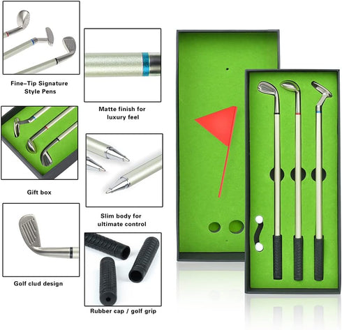 Fathers Day Golf Gifts for Men Mini Desktop Games 3 Golf Clubs Ballpoint Pen & 2 Balls Funny Gifts for Dad Easter Gifts for Husband Golf Accessori...