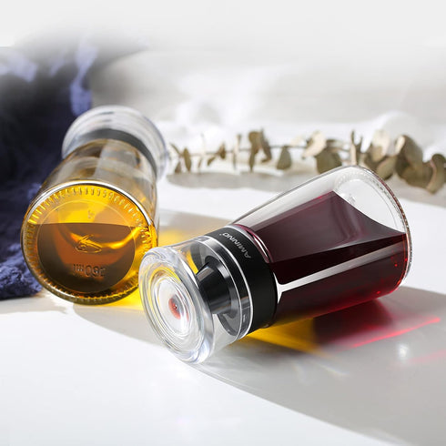 5.5oz Oil and Vinegar Cruets 2 Pack, Glass Oil Dispenser Bottles for Cooking, Leakproof and Drip Free Spouts...