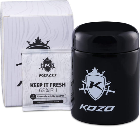 KOZO Black Glass Airtight Storage Jar, with UV Protection. Airtight Container with Humidity Pack. Keep your Serving Spices and Herbs Fresh for Lon...