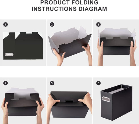 Oterri File Organizer, Small Storage Box, Cardboard File Folder Organizer, Collapsible File Box, Hanging File Organizer for Letter Size, Portable ...