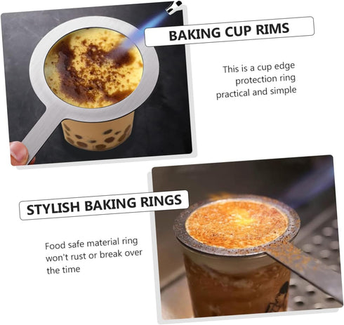 2 Pcs Milk Tea Baking Rings Tea Cup Gasket Coffee Mug Metal Baking Ring Tea Cup Accessories Baking Cup Rim Covers Milk Cup Ring Handheld Stainless...