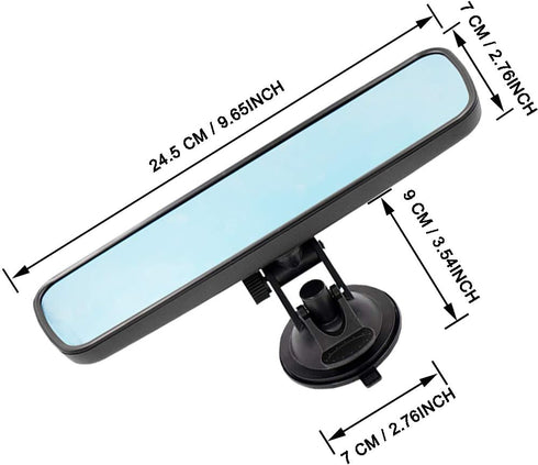 Anti-Glare Rear View Mirror,LECAMEBOR Blue HD Universal Car Interior Rear View Mirror with Adjustable Suction Cup (360° Adjustable Angle)...