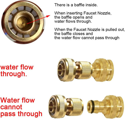 Joywayus 3/4" ID Hose Solid Brass Fitting Closed Flow Garden Tools Quick Repair Damaged Leaky Adapter Garden Water Irrigation Quick Connector (Pac...