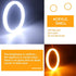 Qasim 1-Pair 100MM White+Amber Switchback 132SMD 4014 LED Halo Ring Angel Eyes DRL Warning Lights 12V...