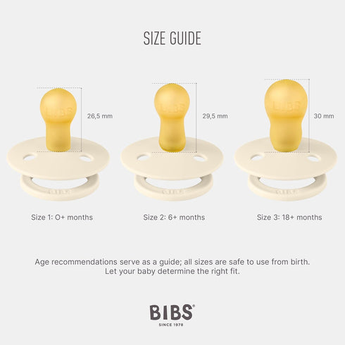 BIBS Pacifiers Colour Collection | Natural Rubber Baby Pacifier | Set of 2 BPA-Free Soothers | Made in Denmark | 6+ Months (Pack of 2) | Coral/Rub...