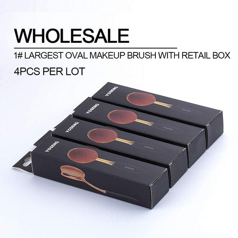 Large Rose Gold Foundation contour Round Toothbrush Oval Makeup Brushes 4pcs...