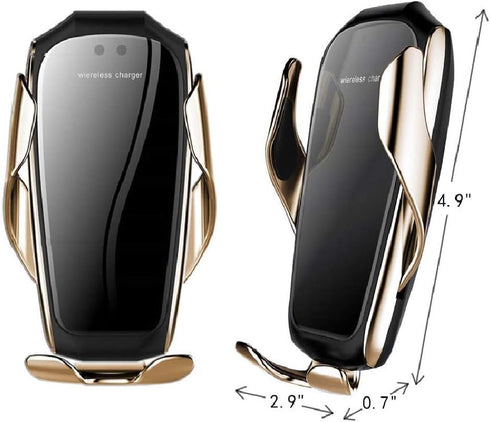 Wireless Car Charger Mount, Auto Clamping 10W 7.5W Fast Charger for iPhone 12/12 Pro max/12 Pro/11/11Pro max/11 Pro/X/XR/XR max Samsung (Champagne...
