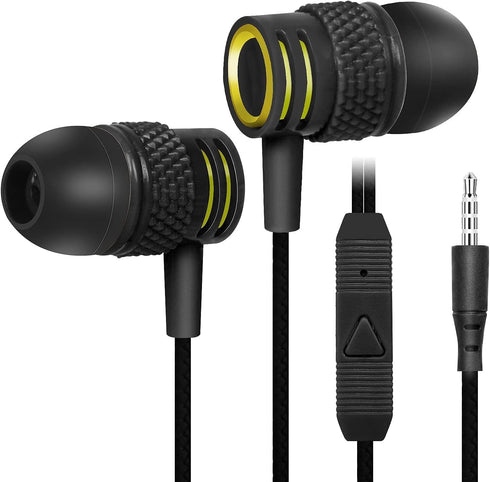 UrbanX R2 Wired in-Ear Headphones with Mic for T-Mobile REVVL V+ 5G with Tangle-Free Cord, Noise Isolating Earphones, Deep Bass, in-Ear Bud Silico...