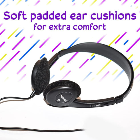 Maxell - 190319 Stereo Headphones - 3.5mm Cord with 6-Foot Length - Soft Padded Ear Cushions, Adjustable Headband for Comfort - Sleek, Lightweight...