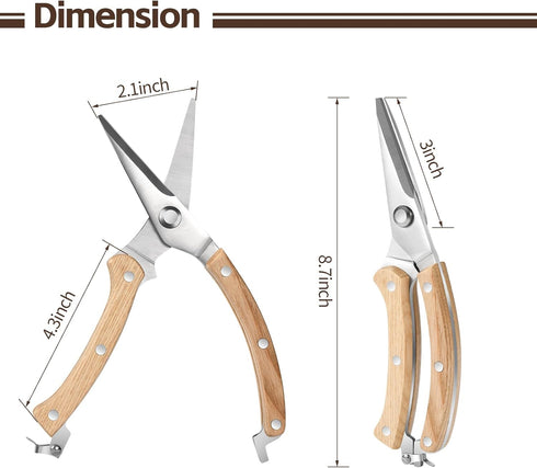 Wooden Garden Pruning Shears, Gardening Scissors Hand Tools, Classic Manual Hand Pruner Wood Clippers for Flower and Plant Trimming, Foldable Stai...