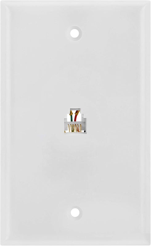 Cmple - Single RJ11 Connector with 6 Conductors Phone Wall Plate Jack 6P6C Telephone Single Jack Wallplate with Screws...