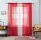 WPM Red Sheer Curtains 58" Wide x 84" Long 2 Panels Livingroom Window Treatment Rod Pocket Sheer Voile for Bedroom, Kitchen, Living Children Room ...
