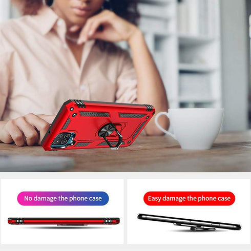 Galaxy A12 Phone Case, Samsung A12 Phone Case with HD Screen Protector, Military Grade Protective Cases with Ring for Samsung Galaxy A12 (Red)...