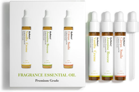 Benatu Fragrance Essential Oils Set for Diffuser (Vanilla, Citrus, Jasmine Scents), Premium Natural Home Perfume Gift for Aromatherapy, Candle, So...