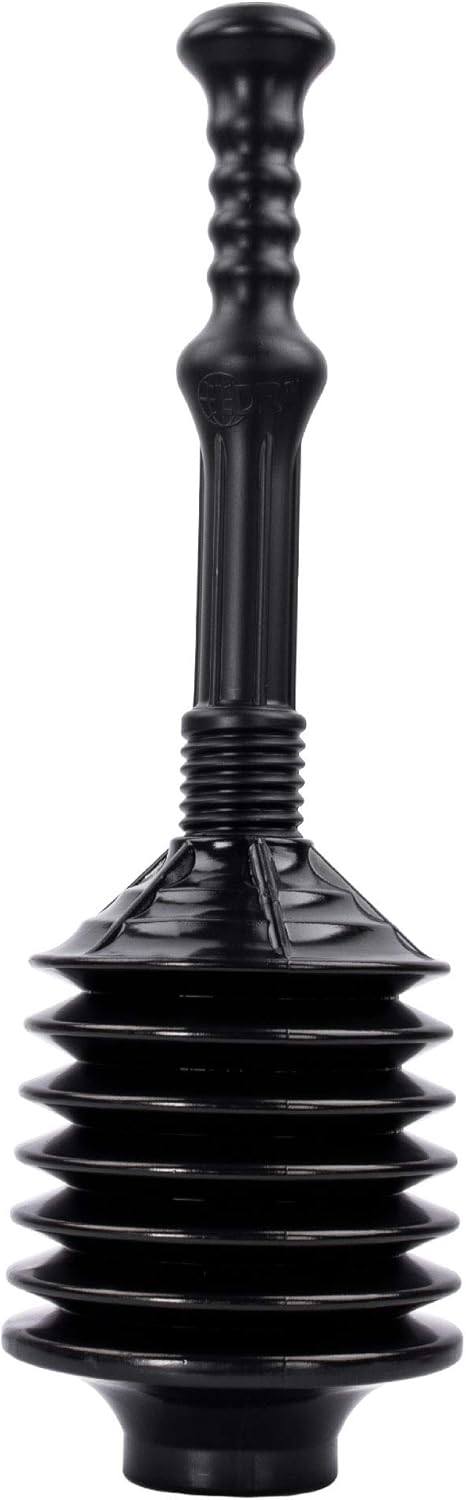 JS Jackson Supplies Professional Bellows Accordion Toilet Plunger, High Pressure Thrust Plunge Removes Heavy Duty Clogs from Clogged Bathroom Toil...
