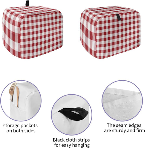 Farmhouse Red Plaid Toaster Cover 2 Slice, Small Kitchen Appliance Covers, Rustic Red White Checkered Toaster Oven Cover with Loop, Bread Machine ...