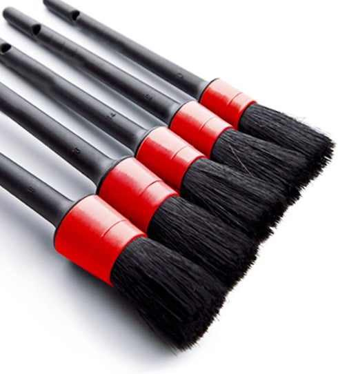 Swpeet 5 Pcs Premium Natural Boar Hair Detail Brush Set, Automotive Detailing Brushes for Cleaning Wheels/Engine/Interior/Emblems/Interior/Exterio...