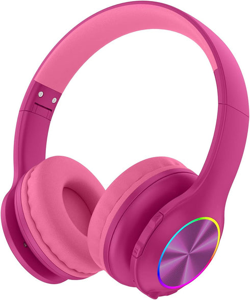 2023 Bluetooth Kids Headphones Fit for Aged 3-21, Colorful LED Lights Comfort Wireless Headphones with Microphone 94dB Volume Limited for School/i...