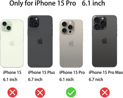 2 Pack 360 Degree Anti-blue Privacy Tempered Glass for iPhone 15 Pro Anti-Spy 4 Directions Screen Protector Film 4 Sides Anti-Peeping 6.1 inch......