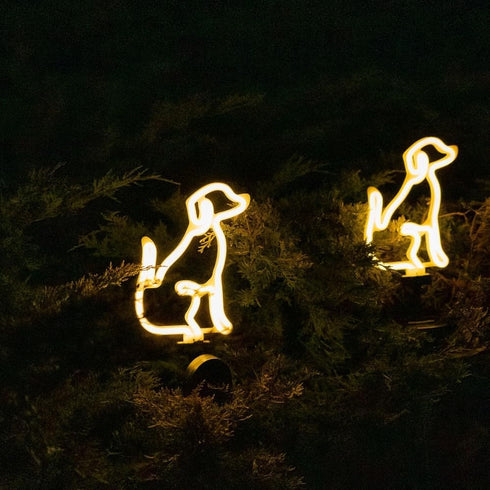 Solar LED Neon Dog Stake Light - Warm White- Outdoor Garden Décor, Yard Ornaments,Landscape Light, Patio Walkway Decoration - Gift for Dog Lovers,...
