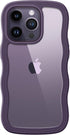 JETech Cute Case for iPhone 14 Pro 6.1-Inch, Wave Frame Curly Shape Shockproof Phone Cover for Women and Girls, Clear Hard PC Back (Deep Purple)...