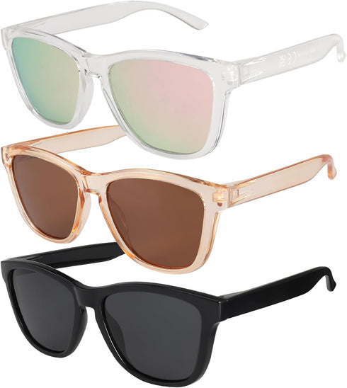 3 Pack Polarized Sunglasses for Women Men Trendy Classic Retro Driving Sun Glasses Sporty Style Square Frame Sunglasses with UV400 Protection...