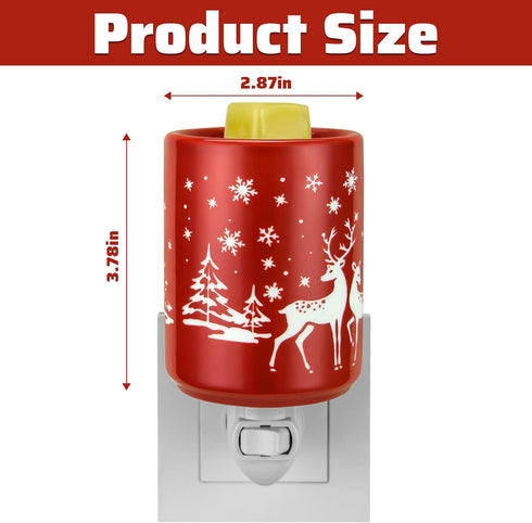 STAR MOON Pluggable Fragrance Ceramic Wax Melt Night Light Warmer for Christmas Decoration No fire Hazard Packed with Two Bulbs - Abrasive Red Rei...
